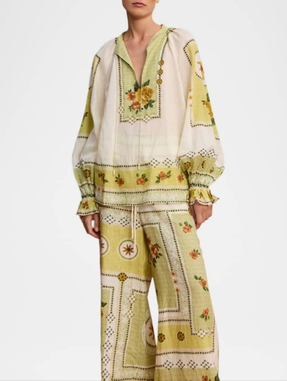 ALEMAIS Dixie Floral-Print Ramie Top